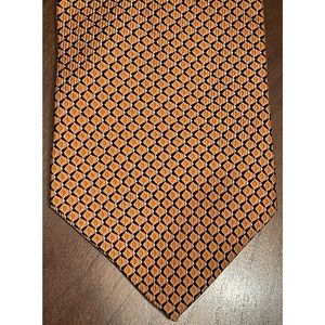 Nautica Orange Blue 100% Silk Men’s Neck Tie Made In Costa Rica